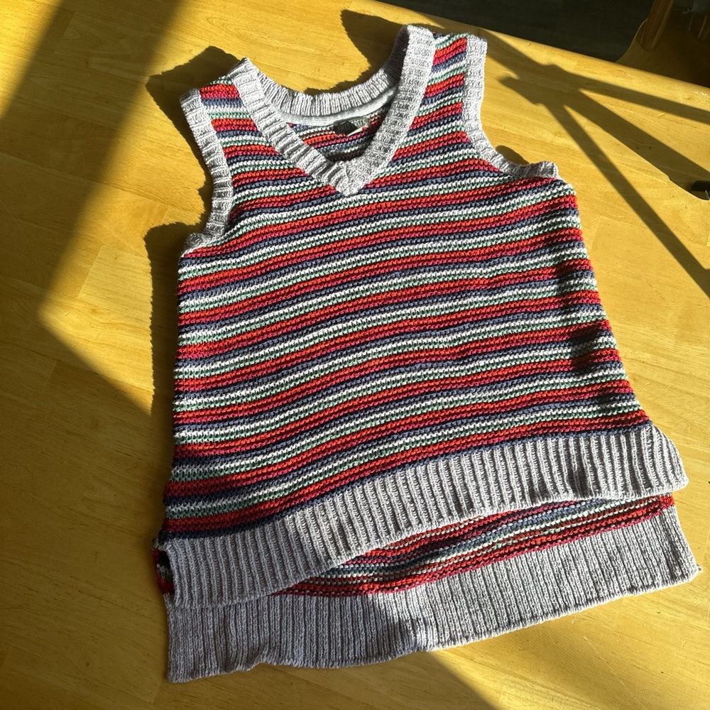 Striped Sleeveless Sweater Vest Large